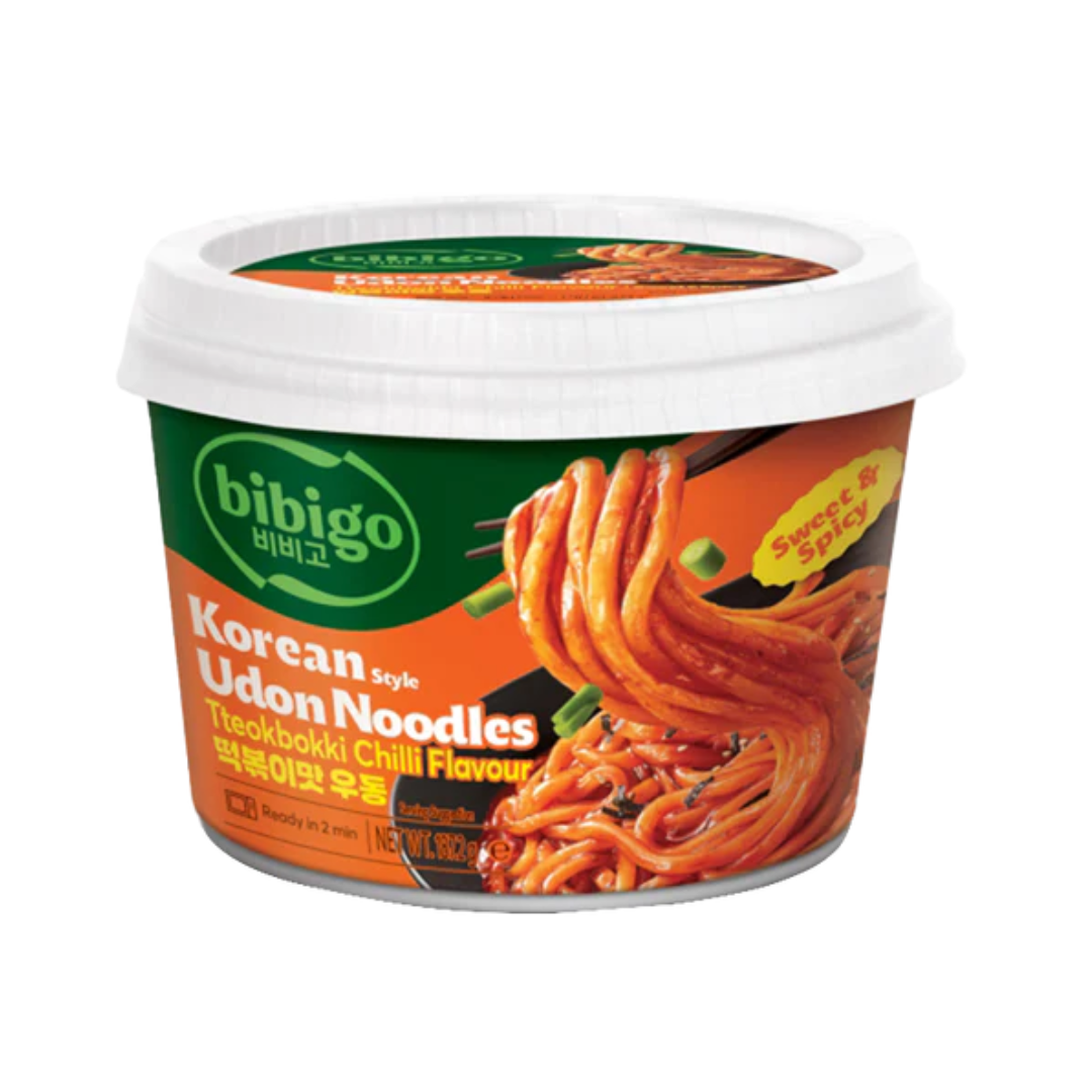 Bibigo Korean Style Udon Noodles Tteokbokki Chili Flavour 187g